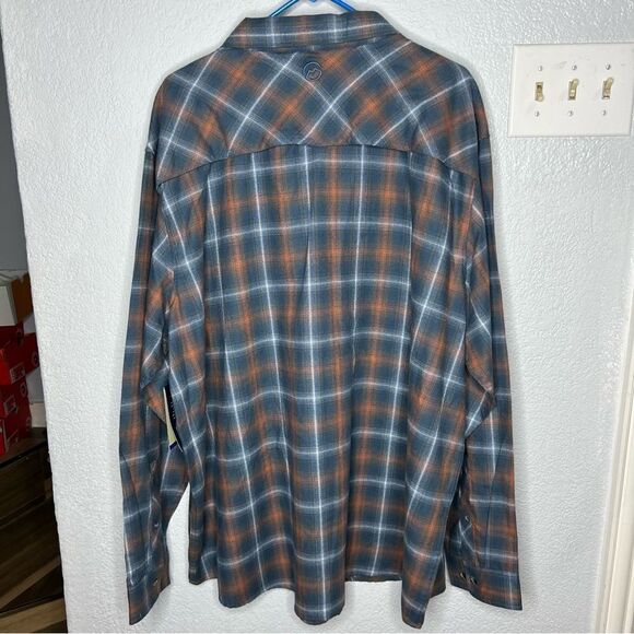 New! Magellan Outdoor LS Pro Performance Flannel Blue/Orange Men Shirt Sz 3XL - Picture 3 of 14